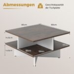 Kvadratinis kavos staliukas keturiomis lentynomis (Rustiška ruda)