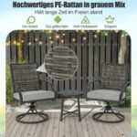 3 dalių lauko baldų komplektas su sukiojamomis kėdėmis ir kavos staliuku (Ruda)