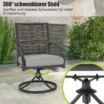 3 dalių lauko baldų komplektas su sukiojamomis kėdėmis ir kavos staliuku (Ruda)