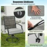 3 dalių lauko baldų komplektas su sukiojamomis kėdėmis ir kavos staliuku (Ruda)