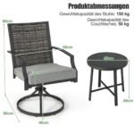 3 dalių lauko baldų komplektas su sukiojamomis kėdėmis ir kavos staliuku (Ruda)