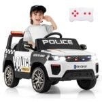 Elektrinis vaikiškas policijos automobilis su nuotolinio valdymo pulteliu (Balta)