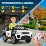 Elektrinis vaikiškas policijos automobilis su nuotolinio valdymo pulteliu (Balta)
