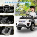 Elektrinis vaikiškas policijos automobilis su nuotolinio valdymo pulteliu (Balta)