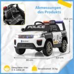 Elektrinis vaikiškas policijos automobilis su nuotolinio valdymo pulteliu (Balta)