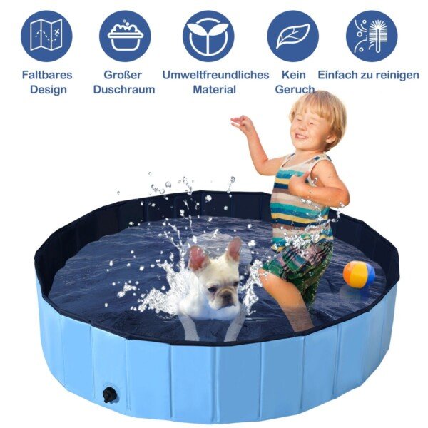 Nešiojamas sulankstomas baseinas gyvūnams ir vaikams (Mėlyna)