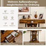 Konsolinis staliukas su stalčiumi ir atvira lentyna (Rustikali ruda)