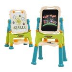 Dvipusė vaikiška dailės lenta su reguliuojamu aukščiu (Žalia)