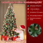 195 cm aukščio dirbtinė eglutė su LED apšvietimu sniego ir uogų puošybomis (Žalia)