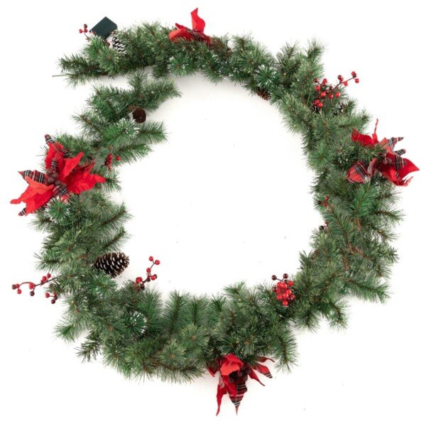 Šviečianti Kalėdinė girlianda su puošmenomis 270 cm ilgio (Žalia)