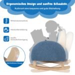 Vaikiškas supamas krėslas su pliušiniu "teddy" audiniu ir medinėmis kojelėmis (Mėlyna)