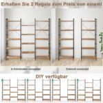 Penkių lygių atvirų lentynų sistema su metaliniu rėmu (Ruda)