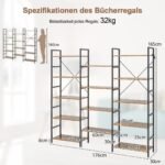 Penkių lygių atvirų lentynų sistema su metaliniu rėmu (Ruda)