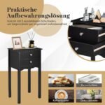 Naktinis staliukas su dviem stalčiais ir apsauga nuo apvirtimo (Juoda)