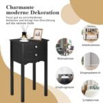 Naktinis staliukas su dviem stalčiais ir apsauga nuo apvirtimo (Juoda)