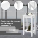 Dvi lentynos staliukas su masyvmedžio kojomis (Balta)