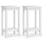 Dvi lentynos staliukas su masyvmedžio kojomis (Balta)