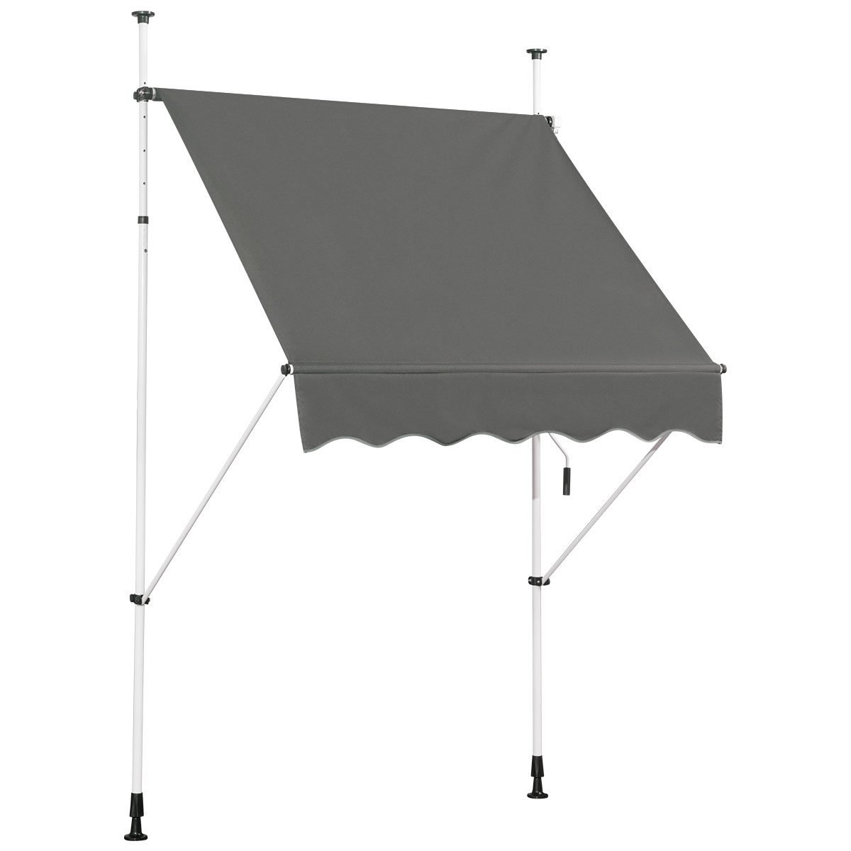 teleskop-markise-op70318gr_1_ Ištraukiama markizė su rankena reguliuojamo aukščio 150x120 cm (Pilka)