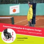 Sulankstomas teniso kamuolių vežimėlis su ratukais ir nuimama talpykla (Raudona ir juoda)