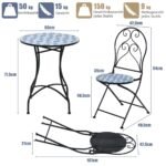 Terasa su apvaliu stalu ir dviem sulankstomomis kėdėmis (Juoda)