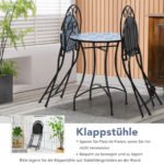 Terasa su apvaliu stalu ir dviem sulankstomomis kėdėmis (Juoda)