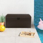 Didelė 378 litrų sodo daiktadėžė su užraktu (Ruda)