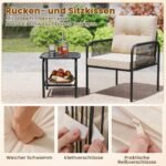 Lauko baldų komplektas su dviem kėdėmis ir staliuku (Smėlio)