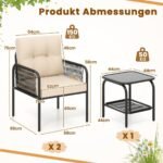 Lauko baldų komplektas su dviem kėdėmis ir staliuku (Smėlio)