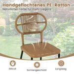 Sodo baldų komplektas su 2 kėdėmis ir stalu (Natūrali)