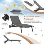 Lauko gultas su ratukais ir reguliuojamu stogeliu (Pilka)