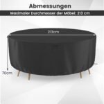Apvalus lauko baldų uždangalas 213 cm su ventiliacijos angomis (Juoda)