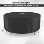 Apvali lauko baldų apsauginė danga 183 cm skersmens (Juoda)
