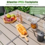 Lauko baldų komplektas šešiems su stalu ir kėdėmis (Pilka)