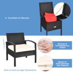 3 dalių lauko baldų komplektas su staliuku (Juoda)