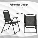 Sulankstomas lauko baldų komplektas su stalu ir keturiomis kėdėmis (Juoda)