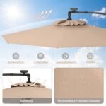 300 cm lauko skėtis su 32 LED saulės šviestuvais ir rankenėle (Ruda)