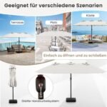 Didelis dvipusis sodo skėtis nuo saulės (464x286 cm) (Smėlio)