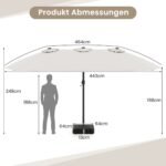 Didelis dvipusis sodo skėtis nuo saulės (464x286 cm) (Smėlio)