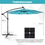 Sodo skėtis nuo saulės su 40 LED lempučių ir rankiniu mechanizmu (Turkio)