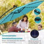 Sodo skėtis nuo saulės su 40 LED lempučių ir rankiniu mechanizmu (Turkio)