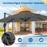 Stoginis skėtis su 360° sukimosi ir reguliuojamo polinkio funkcija (Pilka)