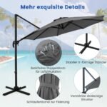 Stoginis skėtis su 360° sukimosi ir reguliuojamo polinkio funkcija (Pilka)