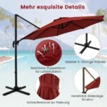 Terasos skėtis nuo saulės 300 cm raudonas su pasukimo funkcija (Raudona)