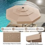 Lauko skėtis nuo saulės su LED apšvietimu ir kampo reguliavimu 300 cm (Ruda)