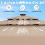 Lauko skėtis nuo saulės su LED apšvietimu ir kampo reguliavimu 300 cm (Ruda)