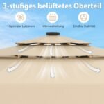 Sodo skėtis nuo saulės su LED apšvietimu 300 cm (Smėlio)