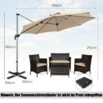 Skėtis nuo saulės su švaistikliu UPF 50+ 330 cm skersmens (Smėlio)