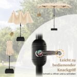 Didelis dvipusis skėtis nuo saulės su stovu 400 x 200 cm (Smėlio)