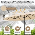Didelis dvipusis skėtis nuo saulės su stovu 400 x 200 cm (Smėlio)