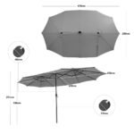 Didelis dvigubas lauko LED skėtis nuo saulės (Pilka)